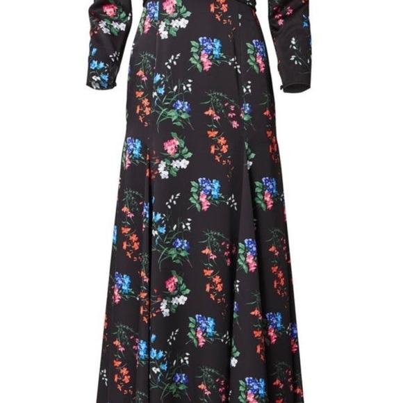 Carolina Herrera Floral-Print Crossover Cutout Puff-Sleeve Gown SZ 2 NWT - Picture 4 of 9